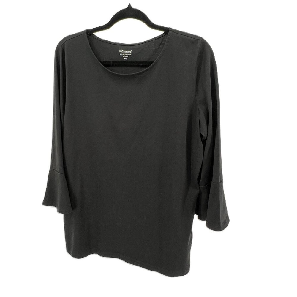 🖤 Segments Bell Sleeve Cotton Tee – Size L Timeless  Soft Goth  Casual Cool